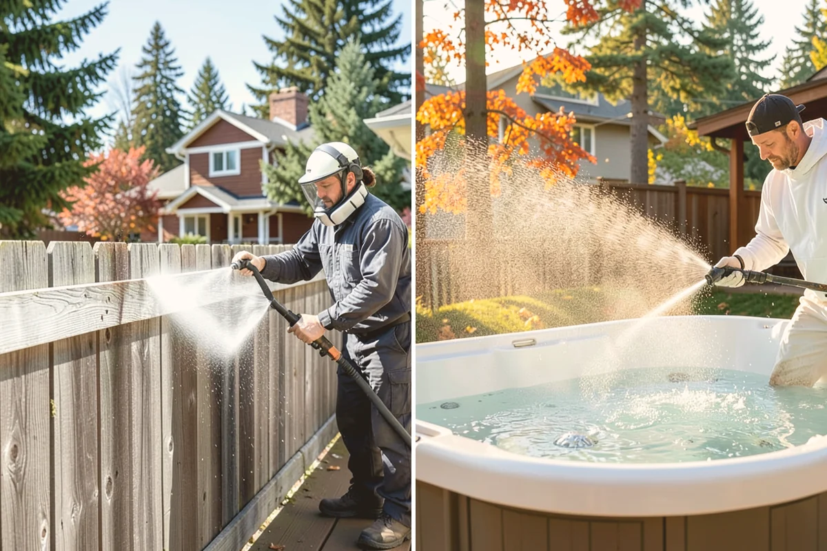 Aluminum Fence Cleaning in Bellevue, King County, WA - Rinse loose dust and debris from the fence