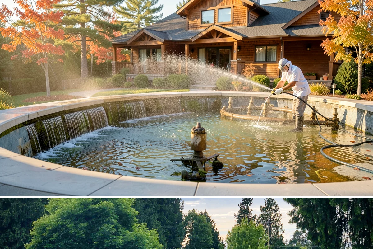Aluminum Fence Cleaning in Bonney Lake, Pierce County, WA - Late spring is a good time to clear off winter oxidation and green film before summer entertaining.