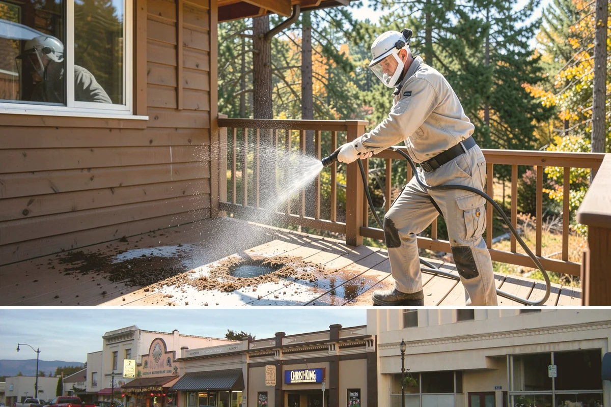 Aluminum Fence Cleaning in Burlington, Skagit County, WA - Late spring is a good time to clear off winter oxidation and green film before summer entertaining.