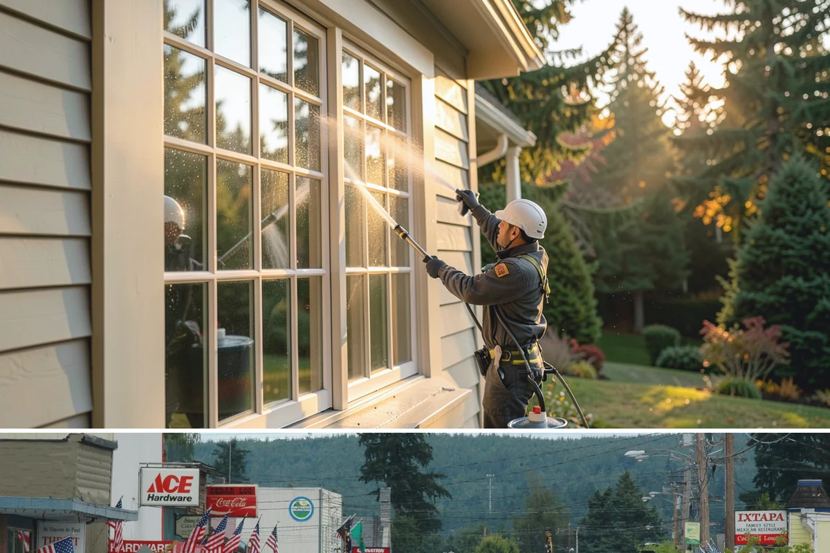 Aluminum Fence Cleaning in Carnation, King County, WA - Late spring is a good time to clear off winter oxidation and green film before summer entertaining.