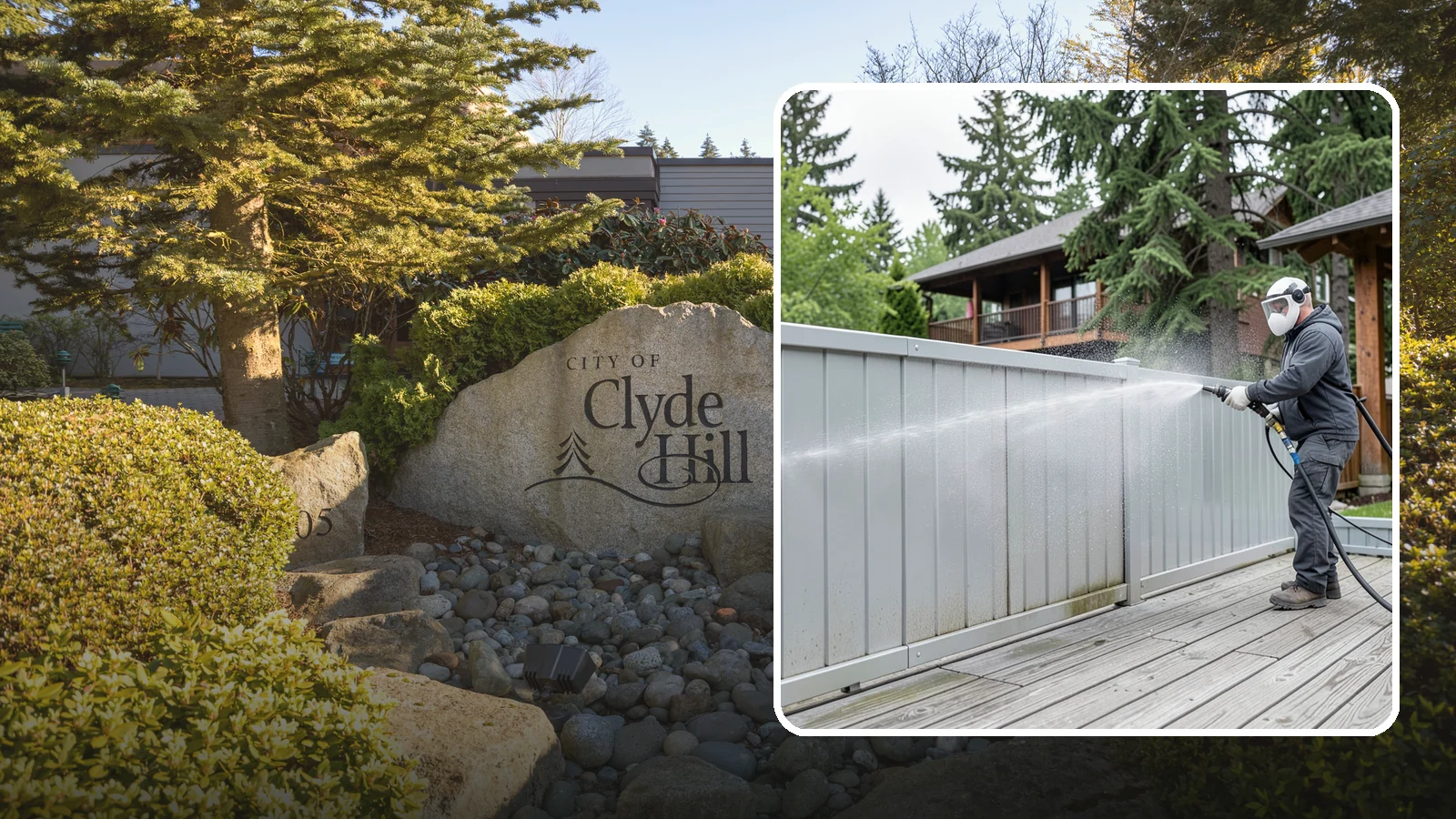 Aluminum Fence Cleaning in Clyde Hill, King County, WA - Gentle cleaning that lifts oxidation haze and grime from powder-coated aluminum fencing.