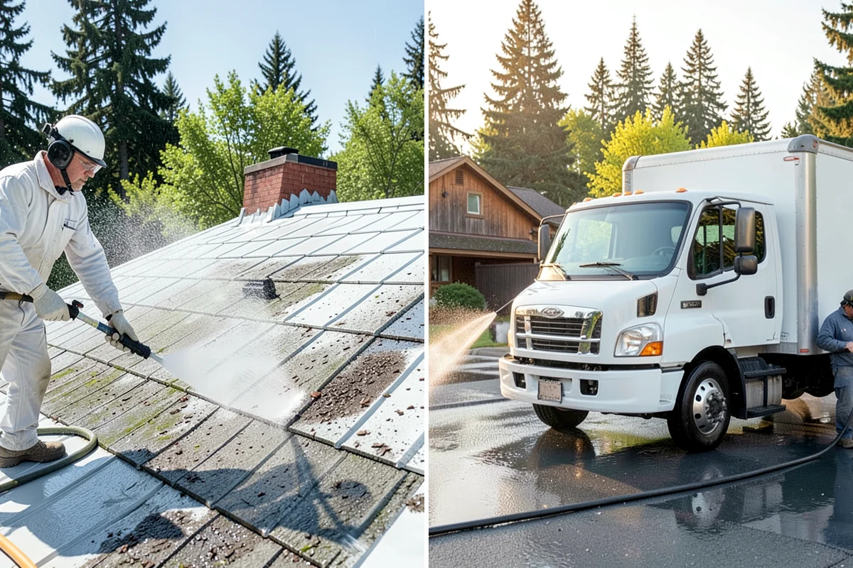 Aluminum Fence Cleaning in Clyde Hill, King County, WA - Rinse loose dust and debris from the fence