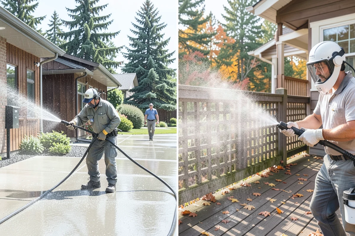 Aluminum Fence Cleaning in Darrington, Snohomish County, WA - Rinse loose dust and debris from the fence