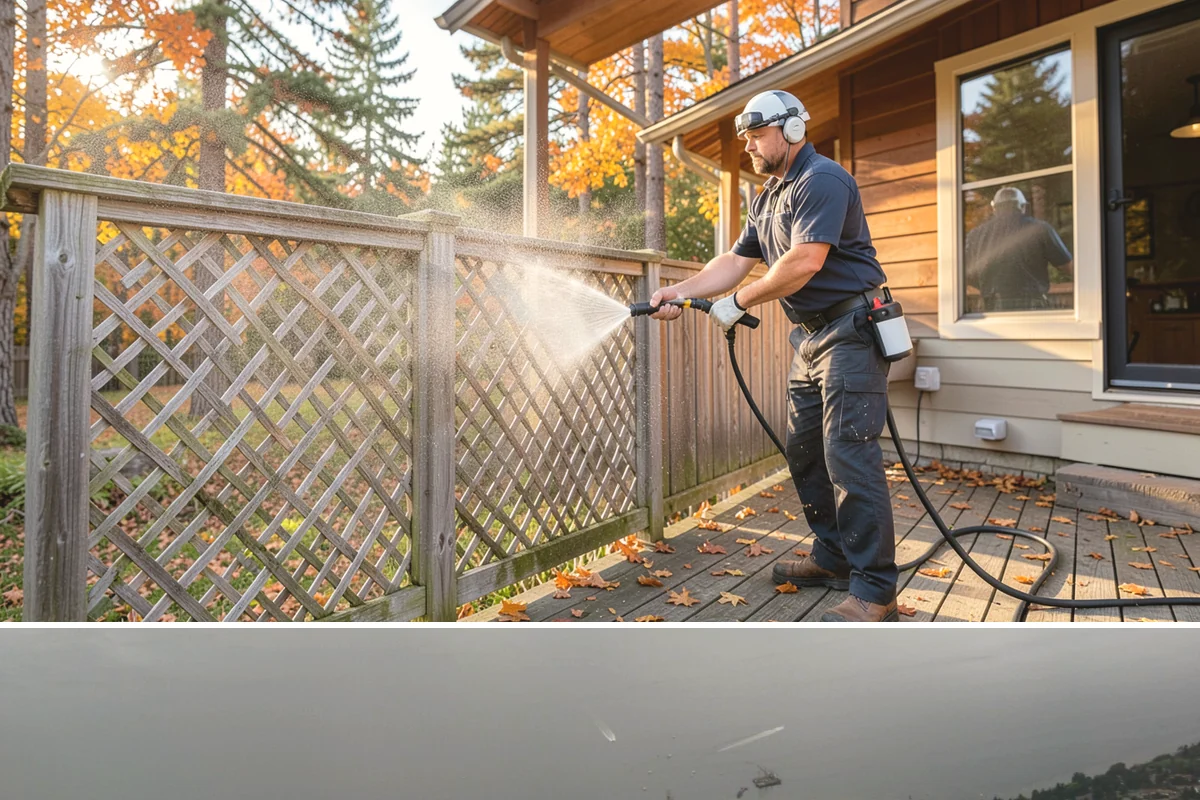 Aluminum Fence Cleaning in Des Moines, King County, WA - Late spring is a good time to clear off winter oxidation and green film before summer entertaining.