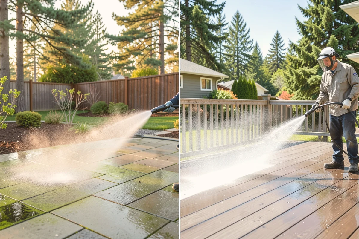 Aluminum Fence Cleaning in Eatonville, Pierce County, WA - Rinse loose dust and debris from the fence