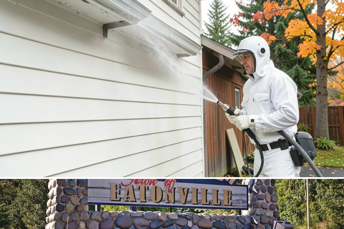 Aluminum Fence Cleaning in Eatonville, Pierce County, WA - Late spring is a good time to clear off winter oxidation and green film before summer entertaining.