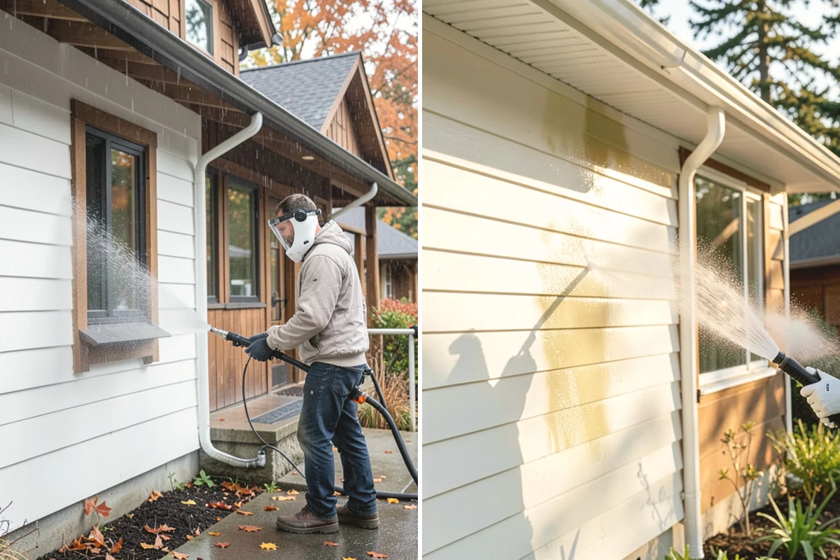Aluminum Fence Cleaning in Edgewood, Pierce County, WA - Rinse loose dust and debris from the fence