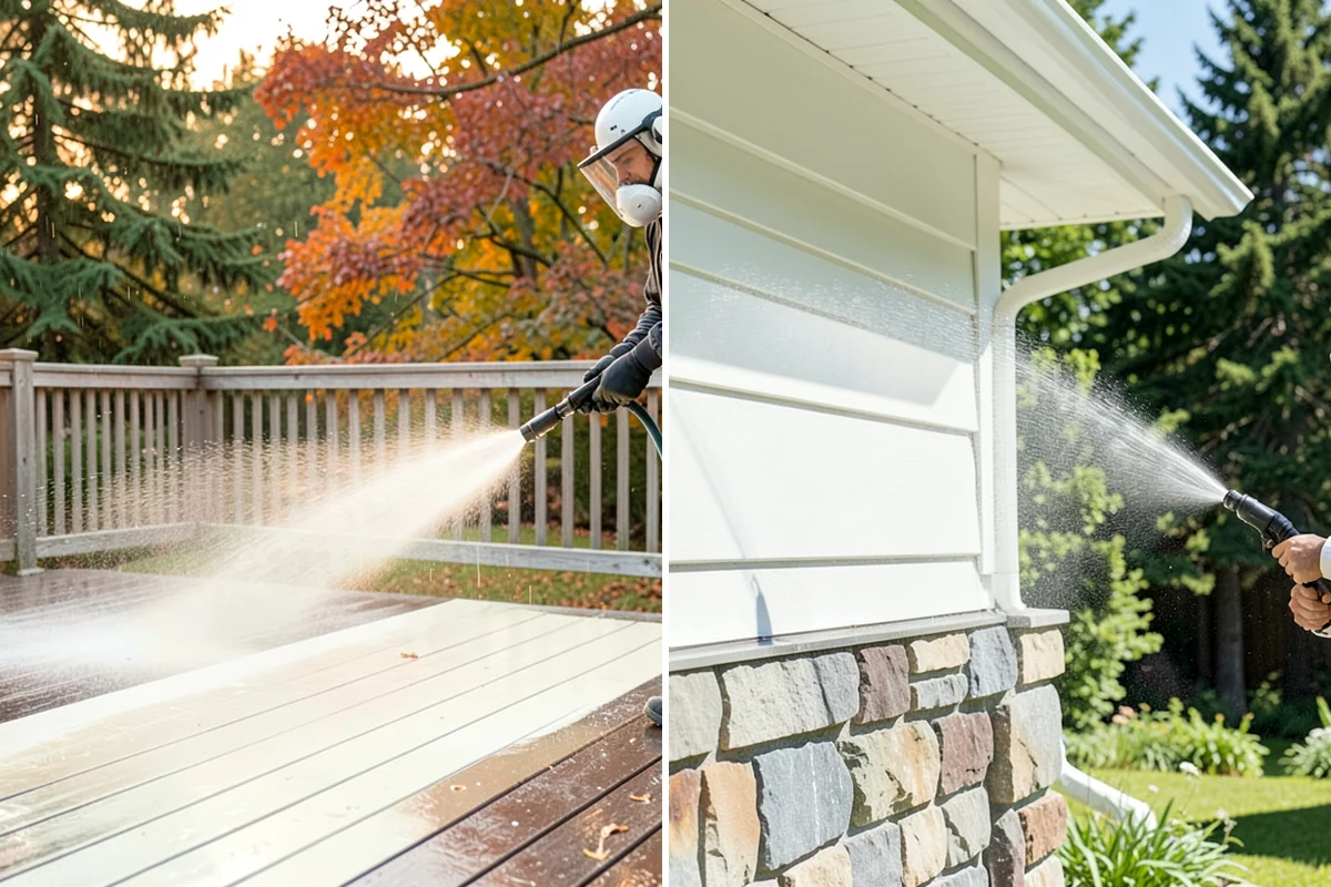 Aluminum Fence Cleaning in Enumclaw, King County, WA - Rinse loose dust and debris from the fence
