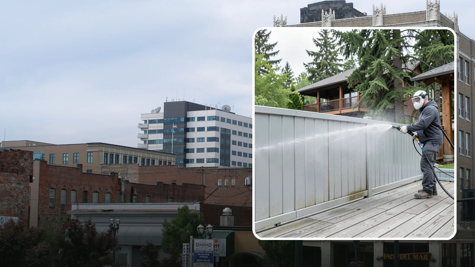 Aluminum Fence Cleaning in Everett, Snohomish County, WA - Gentle cleaning that lifts oxidation haze and grime from powder-coated aluminum fencing.