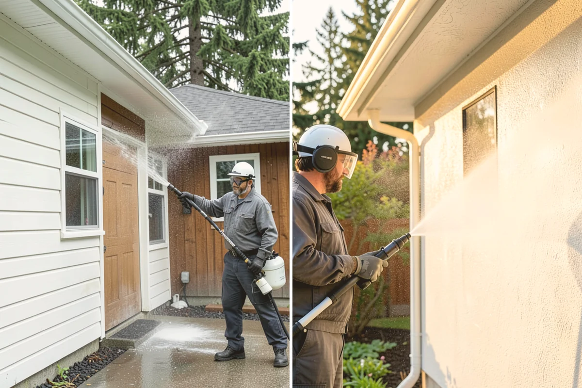 Aluminum Fence Cleaning in Fife, Pierce County, WA - Rinse loose dust and debris from the fence