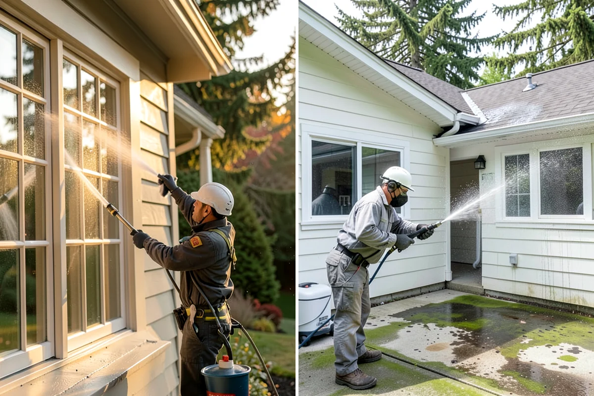 Aluminum Fence Cleaning in Fircrest, Pierce County, WA - Rinse loose dust and debris from the fence