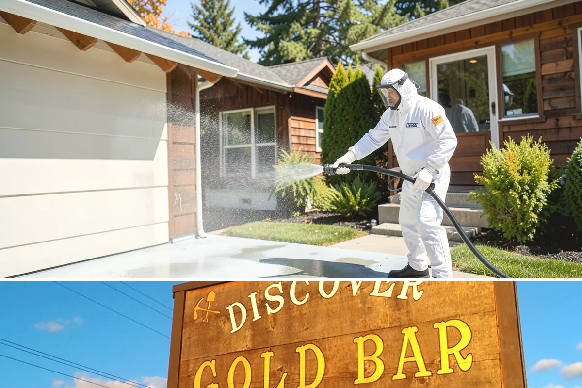 Aluminum Fence Cleaning in Gold Bar, Snohomish County, WA - Late spring is a good time to clear off winter oxidation and green film before summer entertaining.