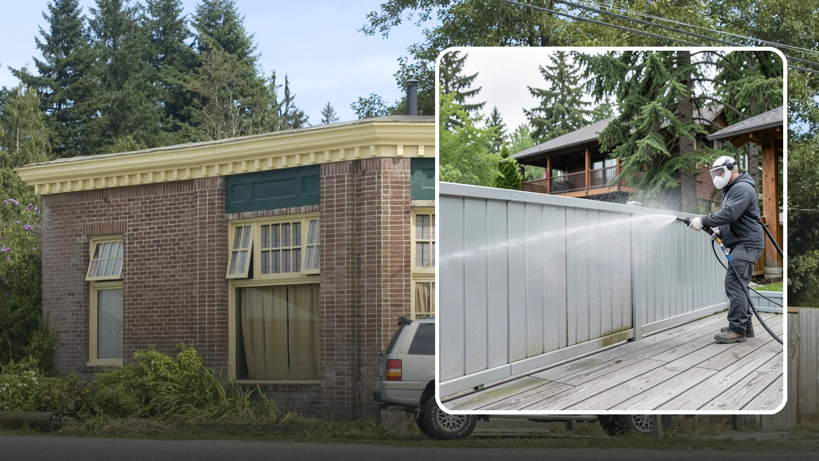 Aluminum Fence Cleaning in Hamilton, Skagit County, WA - Gentle cleaning that lifts oxidation haze and grime from powder-coated aluminum fencing.