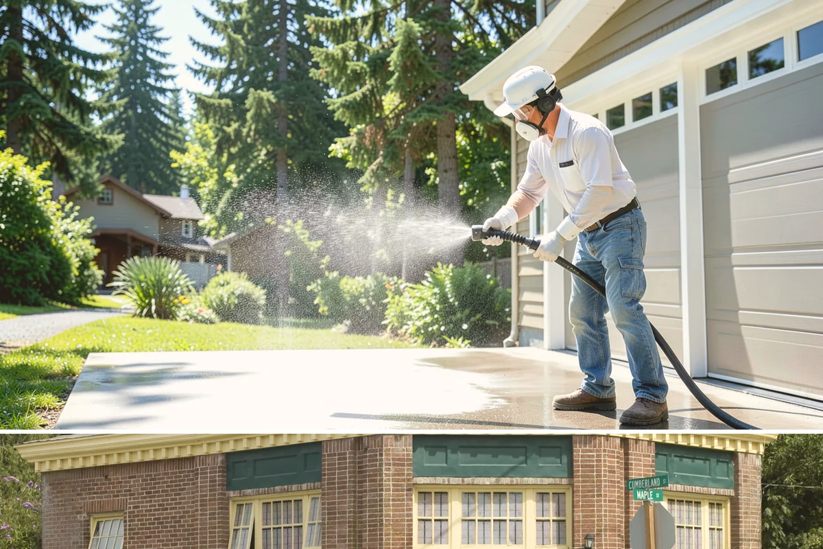 Aluminum Fence Cleaning in Hamilton, Skagit County, WA - Late spring is a good time to clear off winter oxidation and green film before summer entertaining.