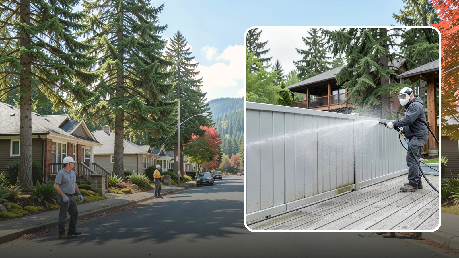 Aluminum Fence Cleaning in Hunts Point, King County, WA - Gentle cleaning that lifts oxidation haze and grime from powder-coated aluminum fencing.