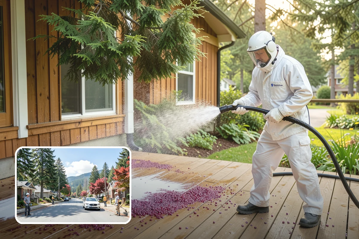 Aluminum Fence Cleaning in Hunts Point, King County, WA - Lifts chalky oxidation haze from the powder coat