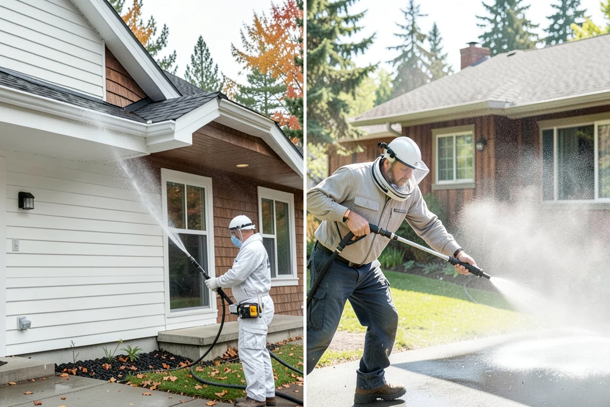 Aluminum Fence Cleaning in Hunts Point, King County, WA - Rinse loose dust and debris from the fence