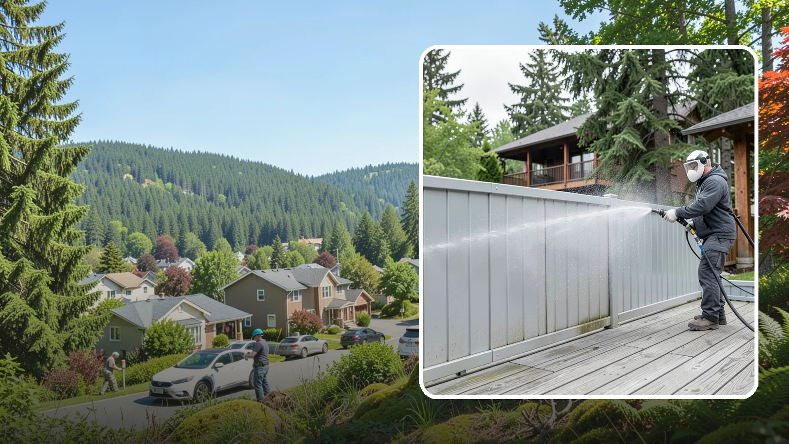 Aluminum Fence Cleaning in Index, Snohomish County, WA - Gentle cleaning that lifts oxidation haze and grime from powder-coated aluminum fencing.