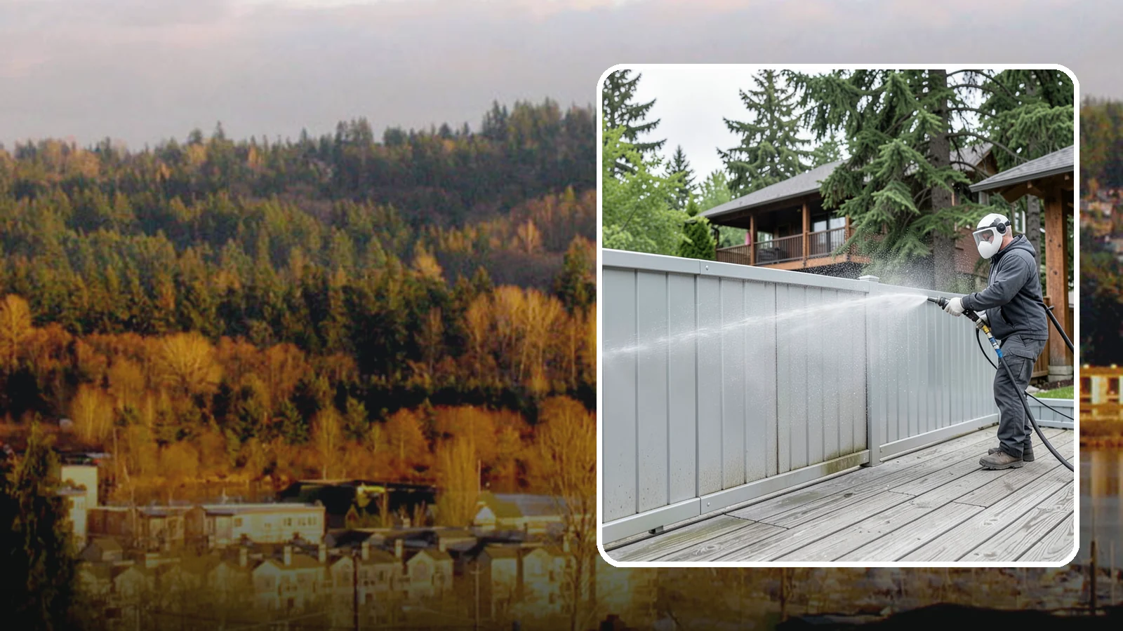 Aluminum Fence Cleaning in Kenmore, King County, WA - Gentle cleaning that lifts oxidation haze and grime from powder-coated aluminum fencing.