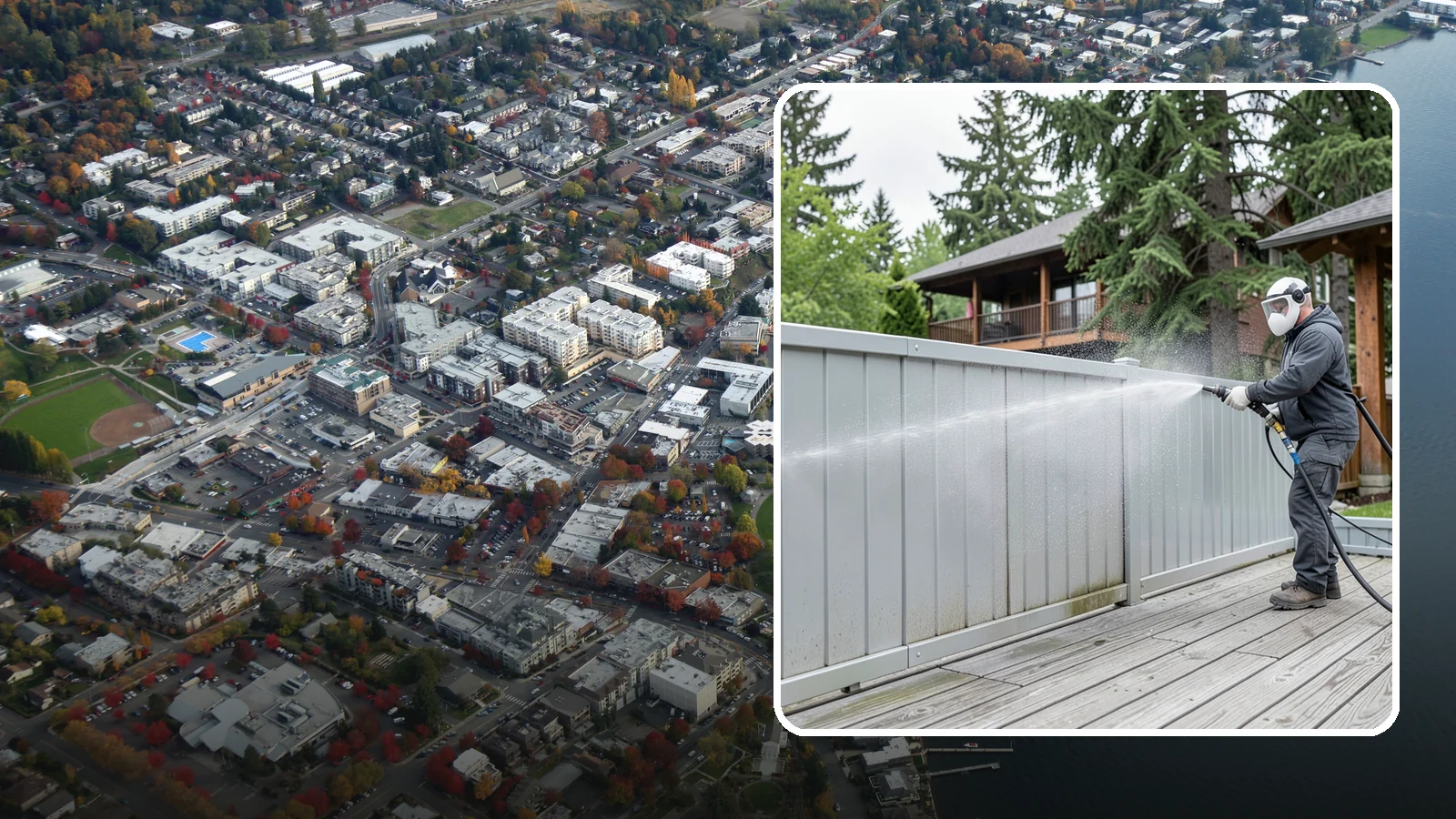 Aluminum Fence Cleaning in Kirkland, King County, WA - Gentle cleaning that lifts oxidation haze and grime from powder-coated aluminum fencing.