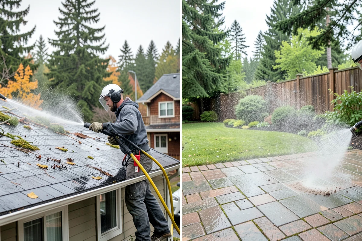 Aluminum Fence Cleaning in Lake Forest Park, King County, WA - Rinse loose dust and debris from the fence