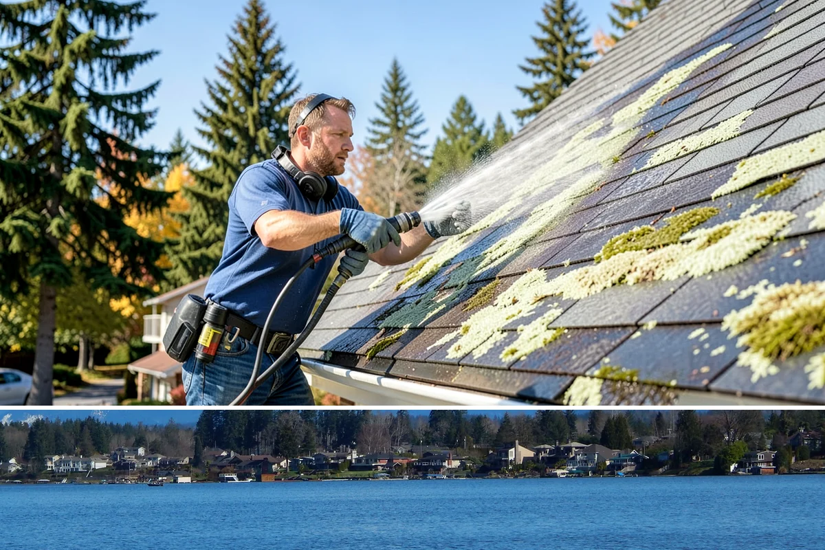 Aluminum Fence Cleaning in Lake Stevens, Snohomish County, WA - Late spring is a good time to clear off winter oxidation and green film before summer entertaining.