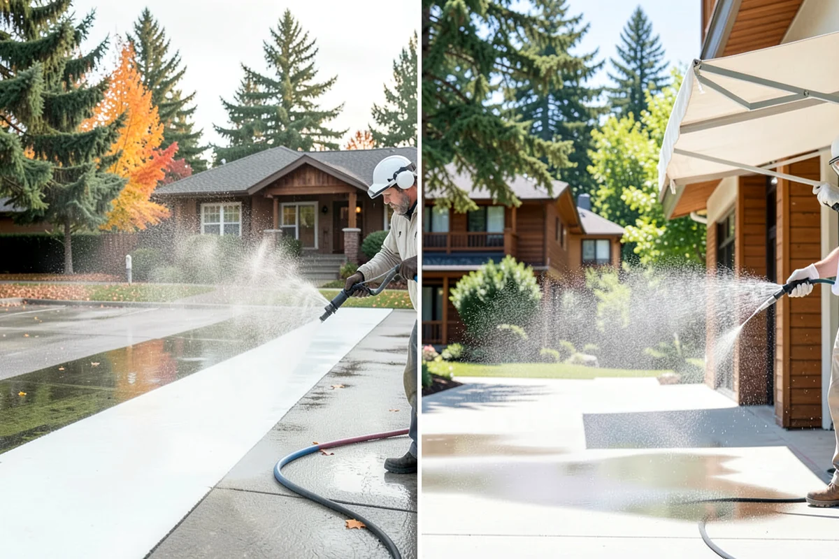 Aluminum Fence Cleaning in Lakewood, Pierce County, WA - Rinse loose dust and debris from the fence