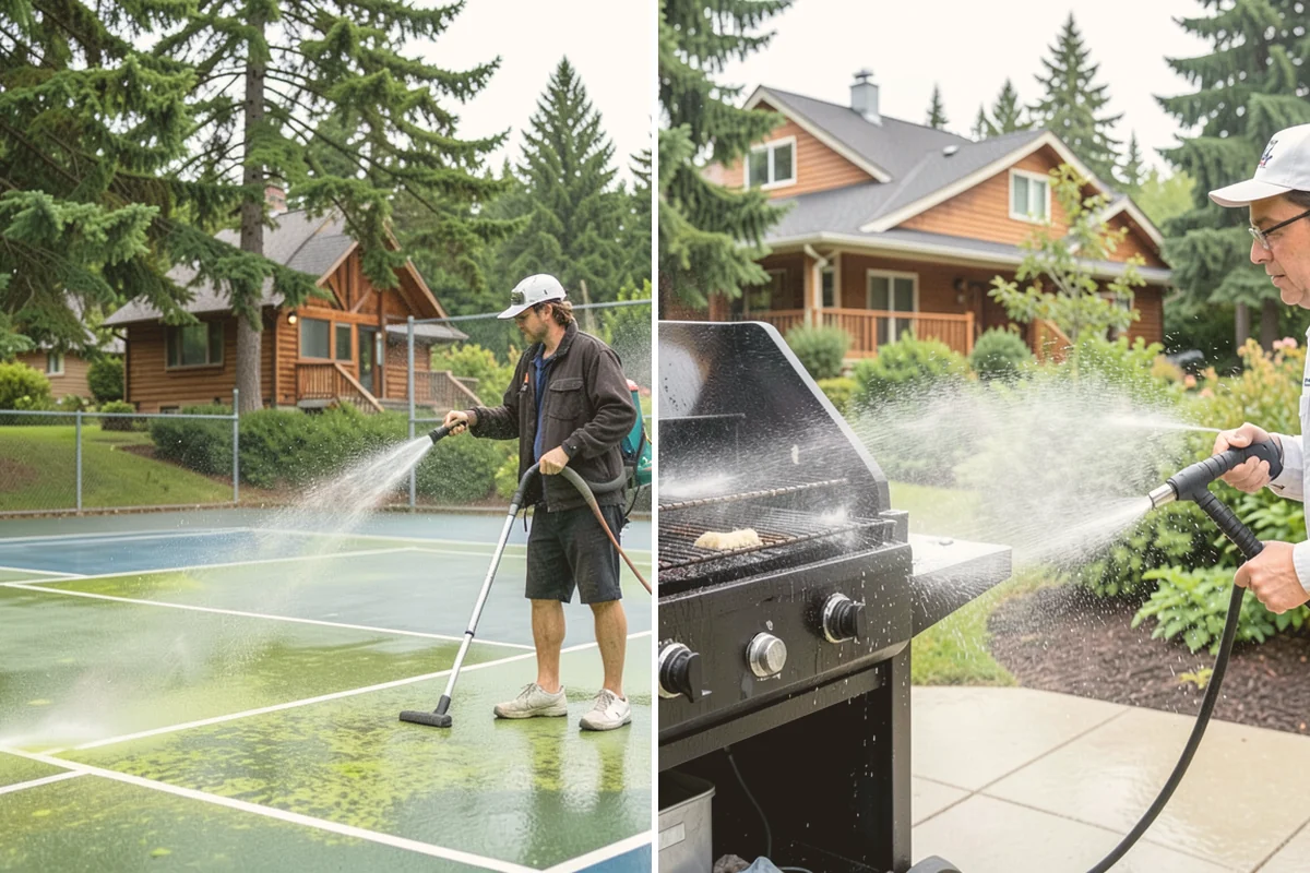 Aluminum Fence Cleaning in Langley, Island County, WA - Rinse loose dust and debris from the fence
