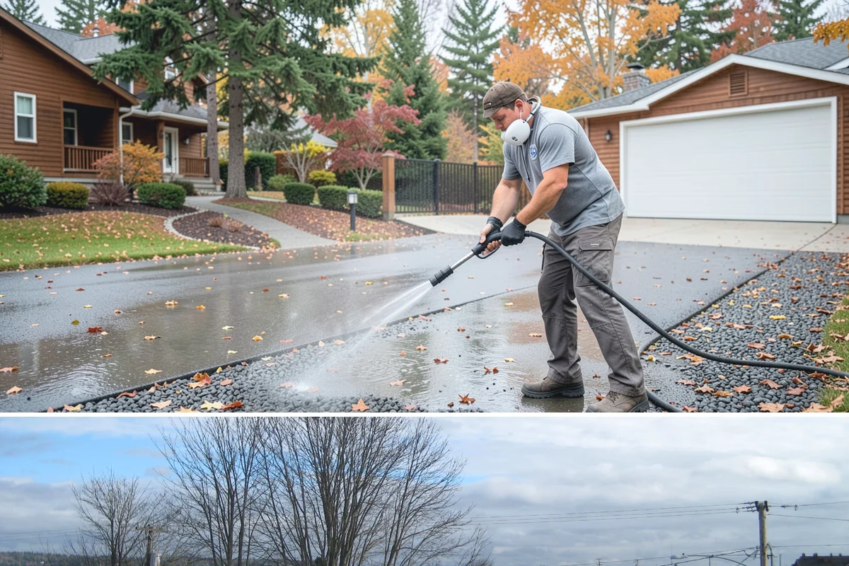Aluminum Fence Cleaning in Langley, Island County, WA - Late spring is a good time to clear off winter oxidation and green film before summer entertaining.