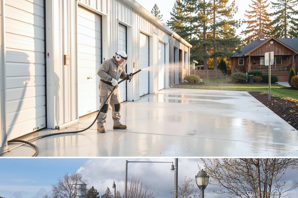Aluminum Fence Cleaning in Marysville, Snohomish County, WA - Late spring is a good time to clear off winter oxidation and green film before summer entertaining.