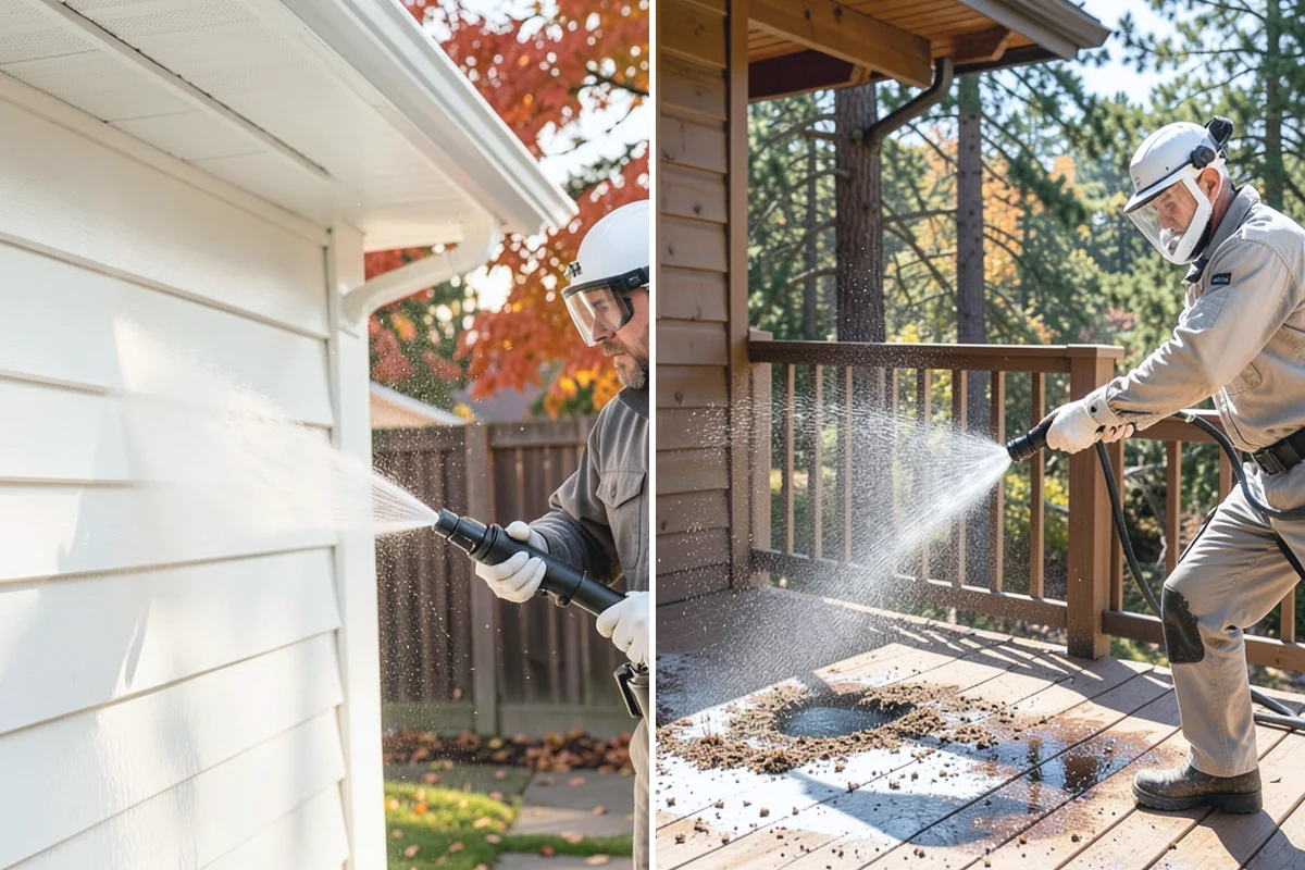 Aluminum Fence Cleaning in Medina, King County, WA - Rinse loose dust and debris from the fence