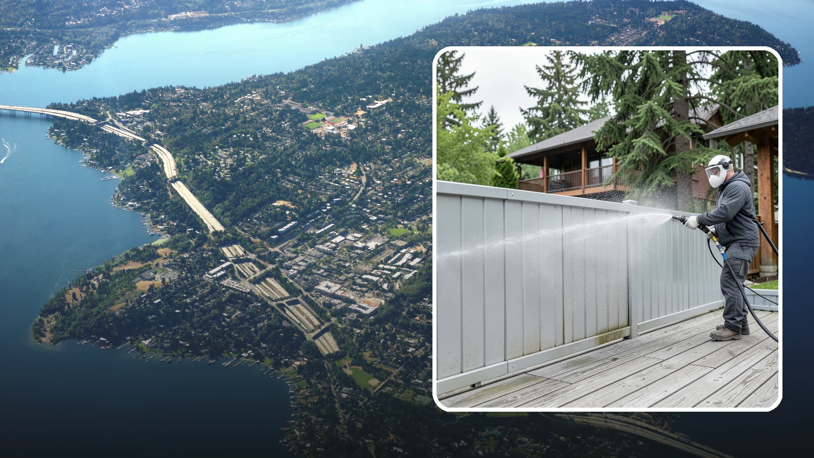Aluminum Fence Cleaning in Mercer Island, King County, WA - Gentle cleaning that lifts oxidation haze and grime from powder-coated aluminum fencing.
