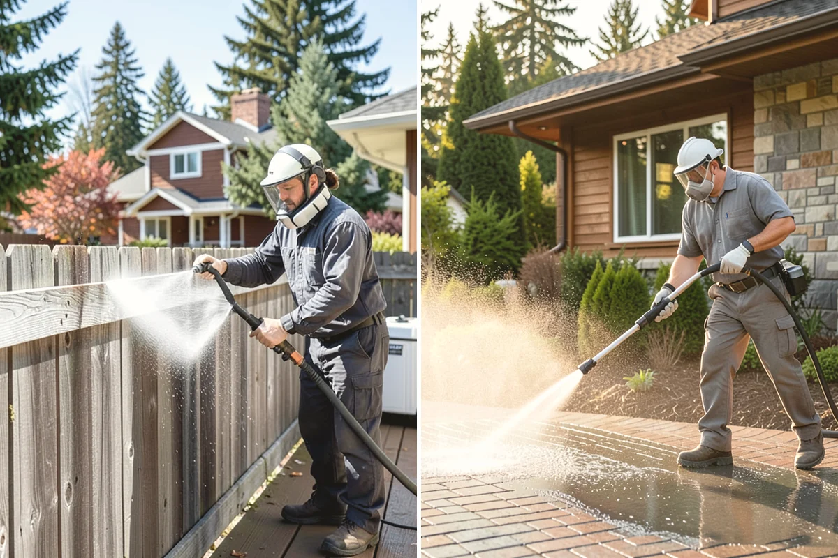 Aluminum Fence Cleaning in Mercer Island, King County, WA - Rinse loose dust and debris from the fence