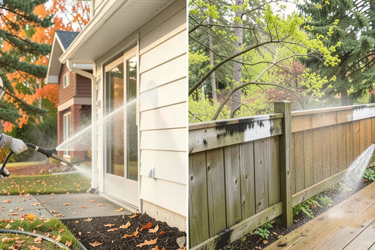 Aluminum Fence Cleaning in Milton, King County, WA - Rinse loose dust and debris from the fence