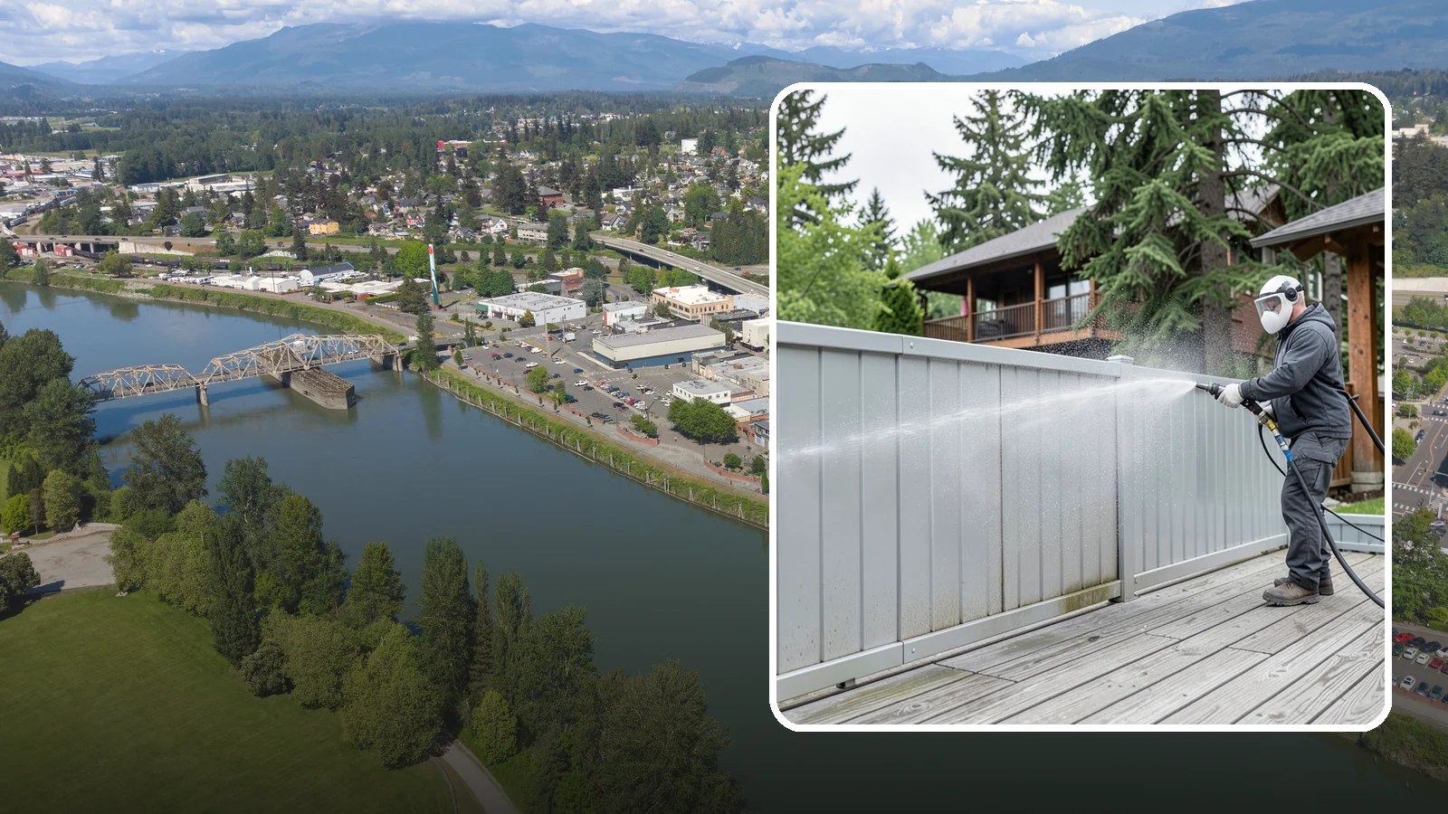 Aluminum Fence Cleaning in Mount Vernon, Skagit County, WA - Gentle cleaning that lifts oxidation haze and grime from powder-coated aluminum fencing.