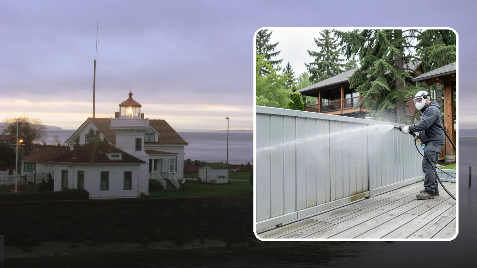 Aluminum Fence Cleaning in Mukilteo, Snohomish County, WA - Gentle cleaning that lifts oxidation haze and grime from powder-coated aluminum fencing.