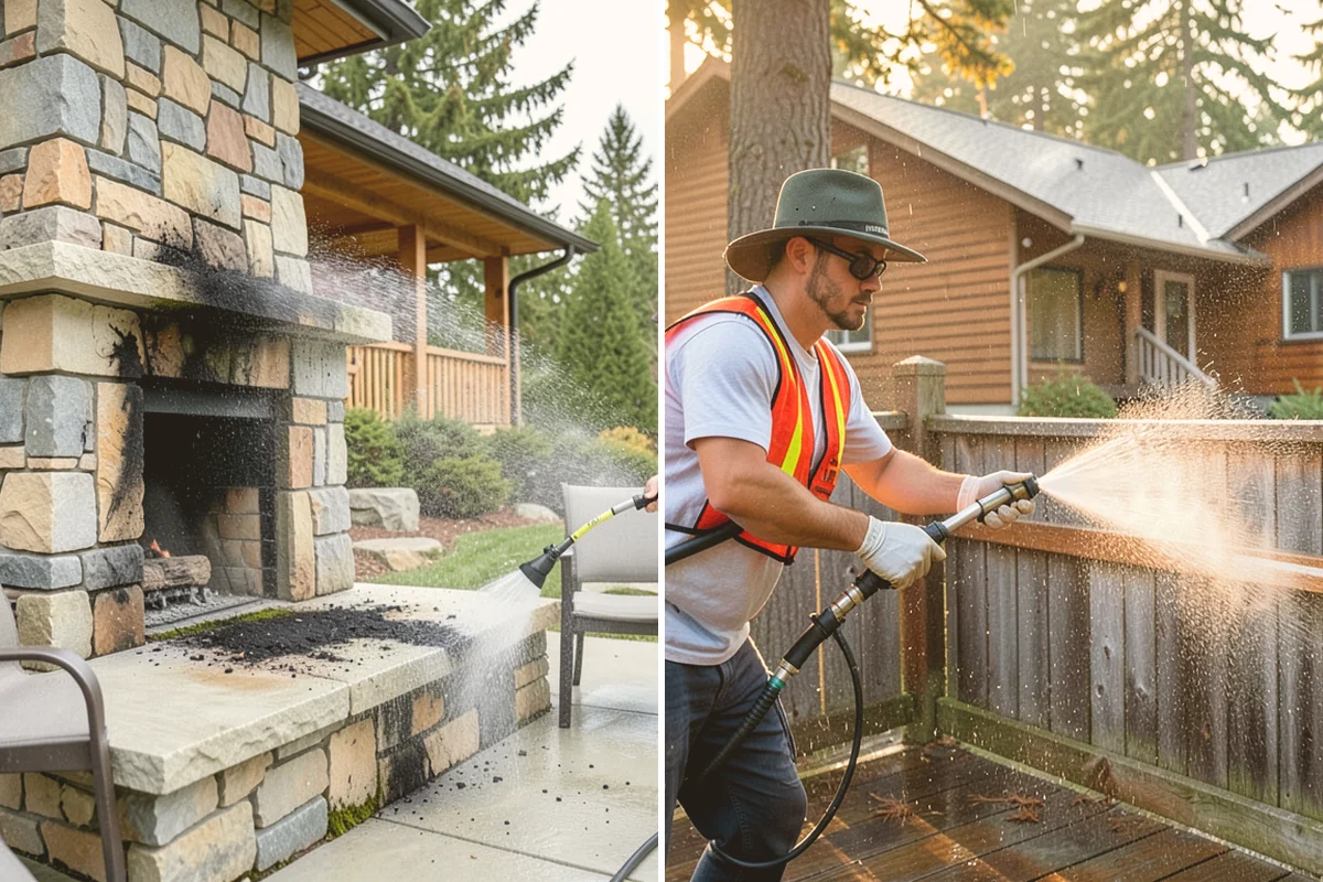 Aluminum Fence Cleaning in Newcastle, King County, WA - Rinse loose dust and debris from the fence