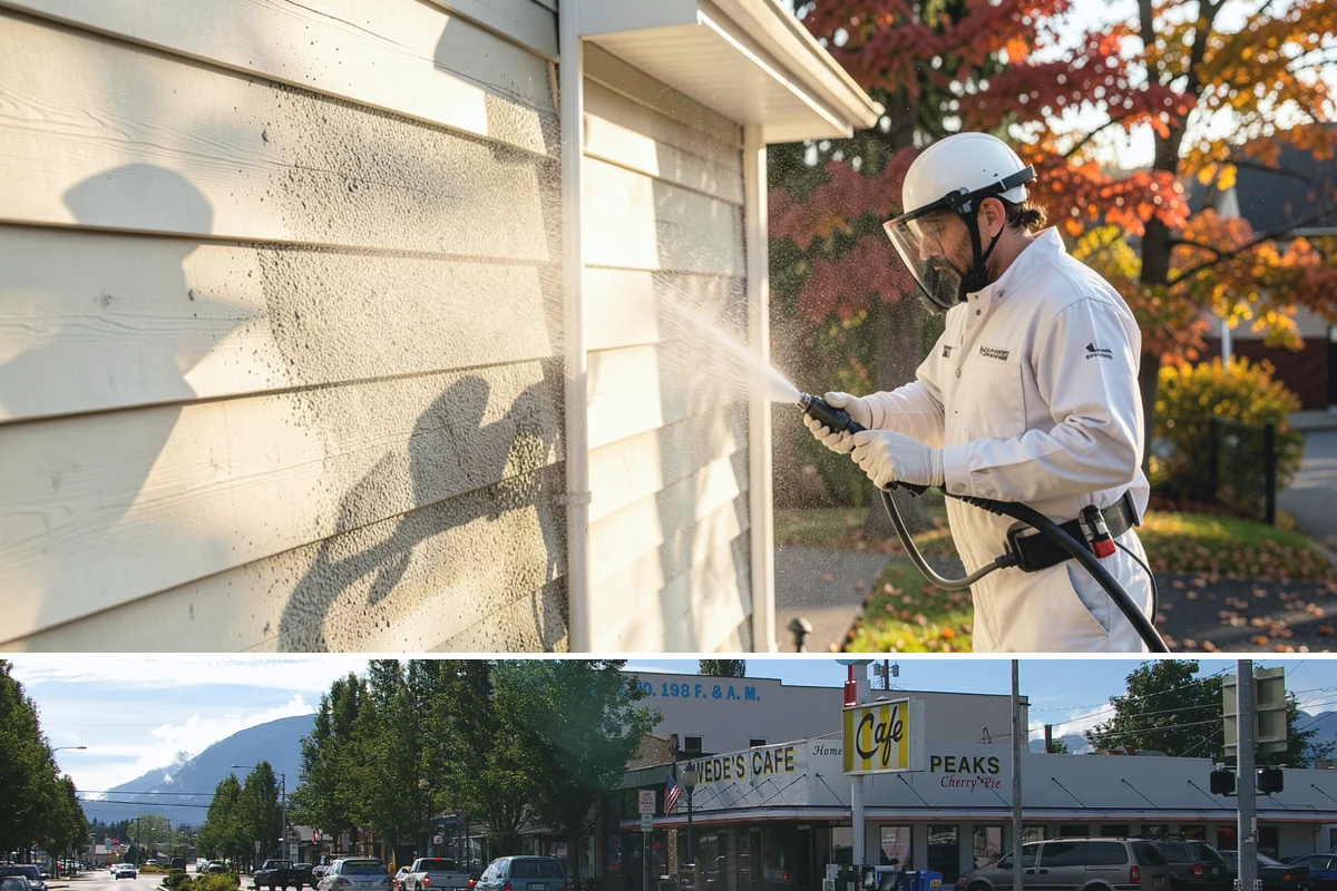 Aluminum Fence Cleaning in North Bend, King County, WA - Late spring is a good time to clear off winter oxidation and green film before summer entertaining.