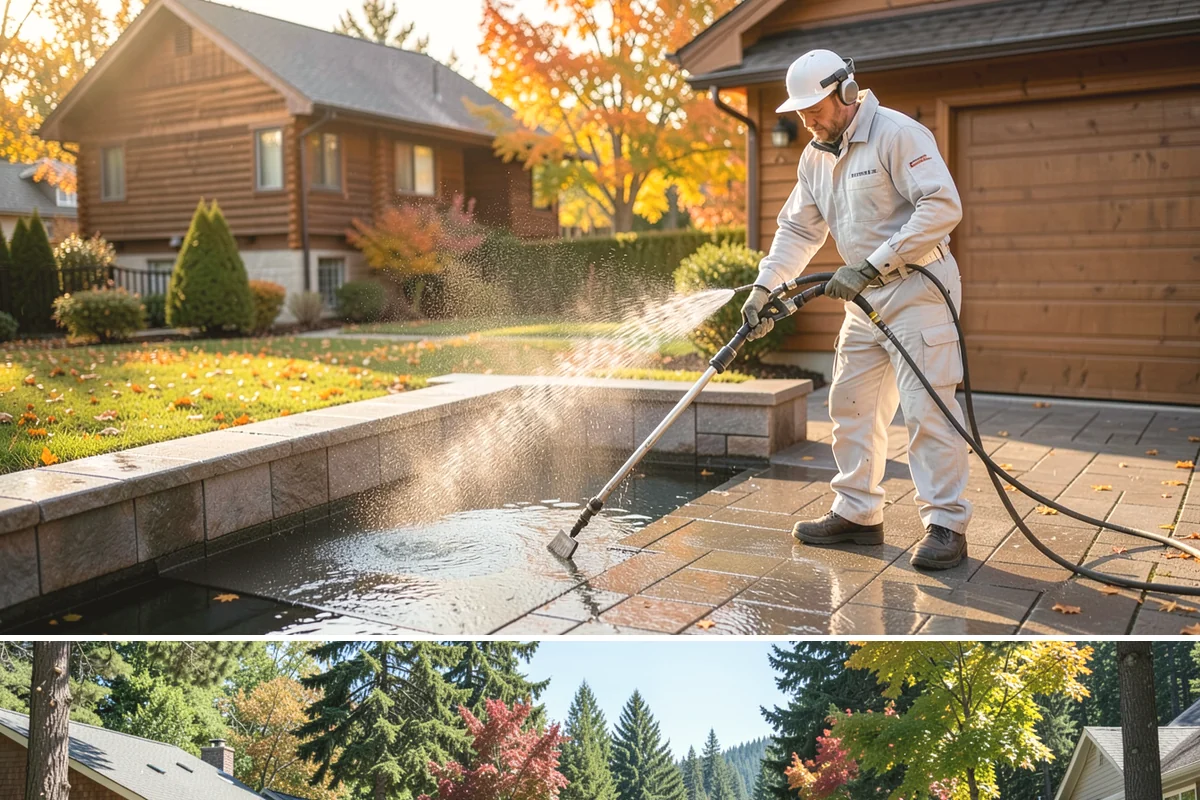 Aluminum Fence Cleaning in Orting, Pierce County, WA - Late spring is a good time to clear off winter oxidation and green film before summer entertaining.