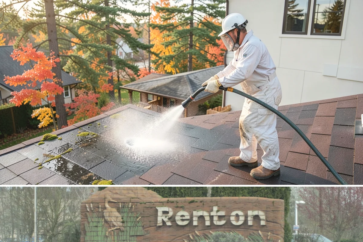 Aluminum Fence Cleaning in Renton, King County, WA - Late spring is a good time to clear off winter oxidation and green film before summer entertaining.