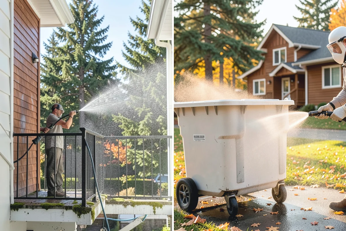 Aluminum Fence Cleaning in Roy, Pierce County, WA - Rinse loose dust and debris from the fence