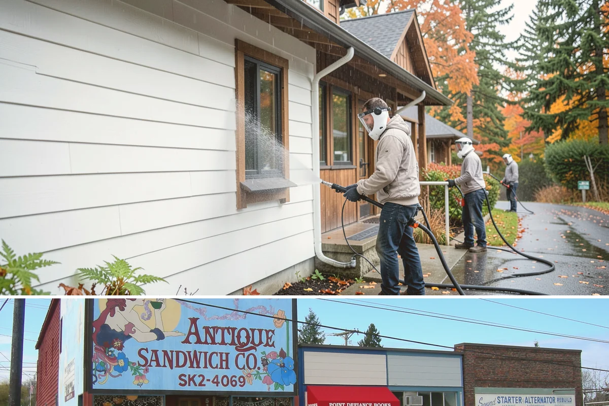 Aluminum Fence Cleaning in Ruston, Pierce County, WA - Late spring is a good time to clear off winter oxidation and green film before summer entertaining.