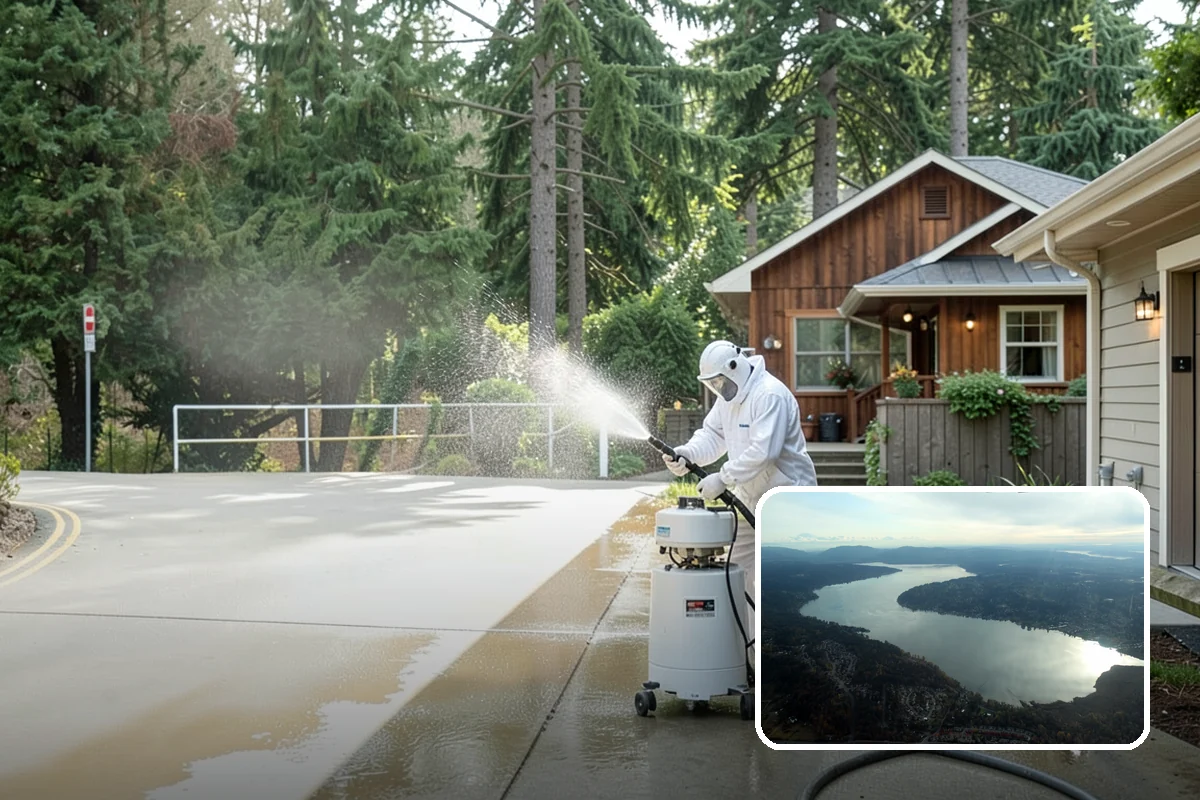 Aluminum Fence Cleaning in Sammamish, King County, WA - Lifts chalky oxidation haze from the powder coat
