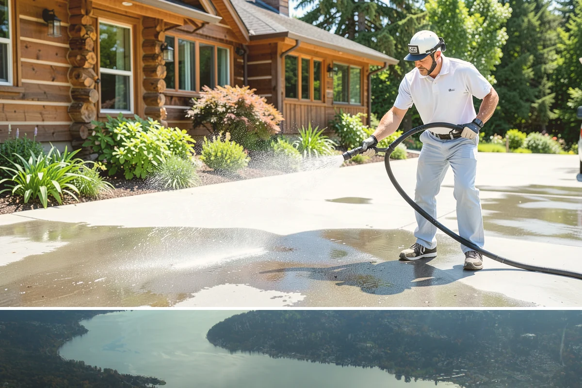 Aluminum Fence Cleaning in Sammamish, King County, WA - Late spring is a good time to clear off winter oxidation and green film before summer entertaining.