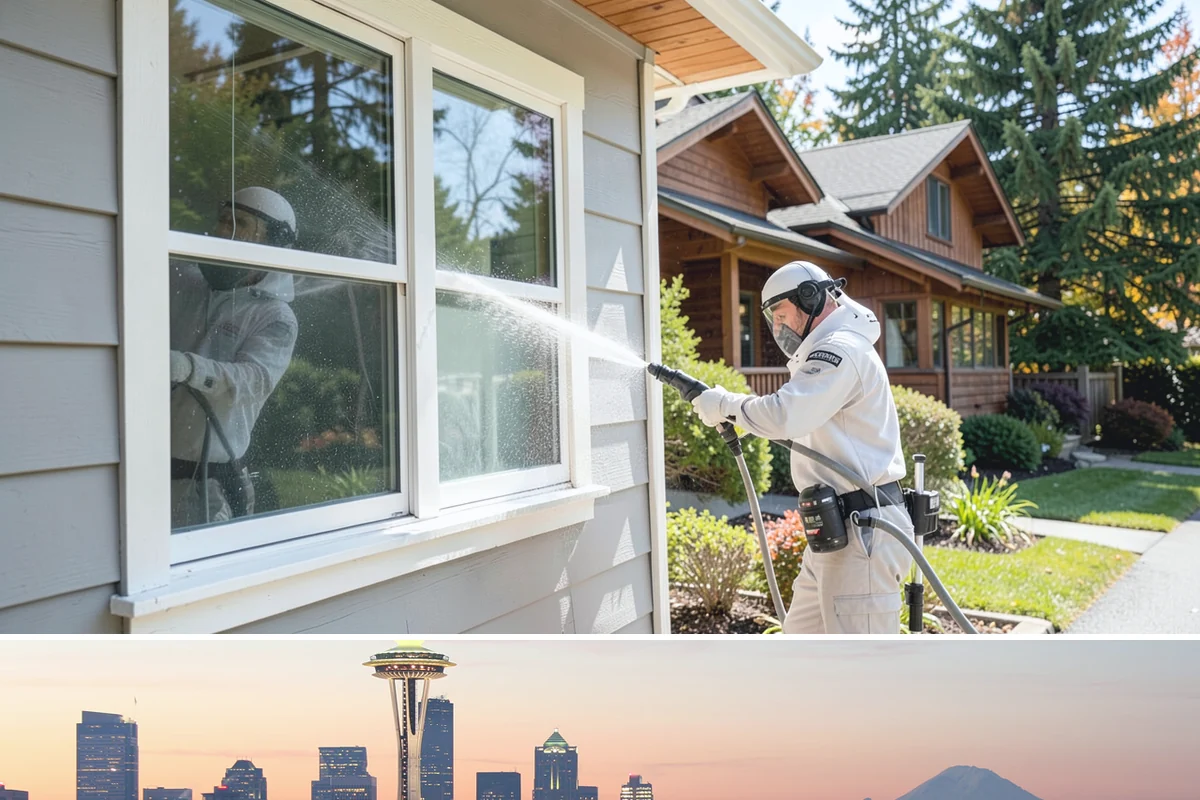 Aluminum Fence Cleaning in Seattle, King County, WA - Late spring is a good time to clear off winter oxidation and green film before summer entertaining.
