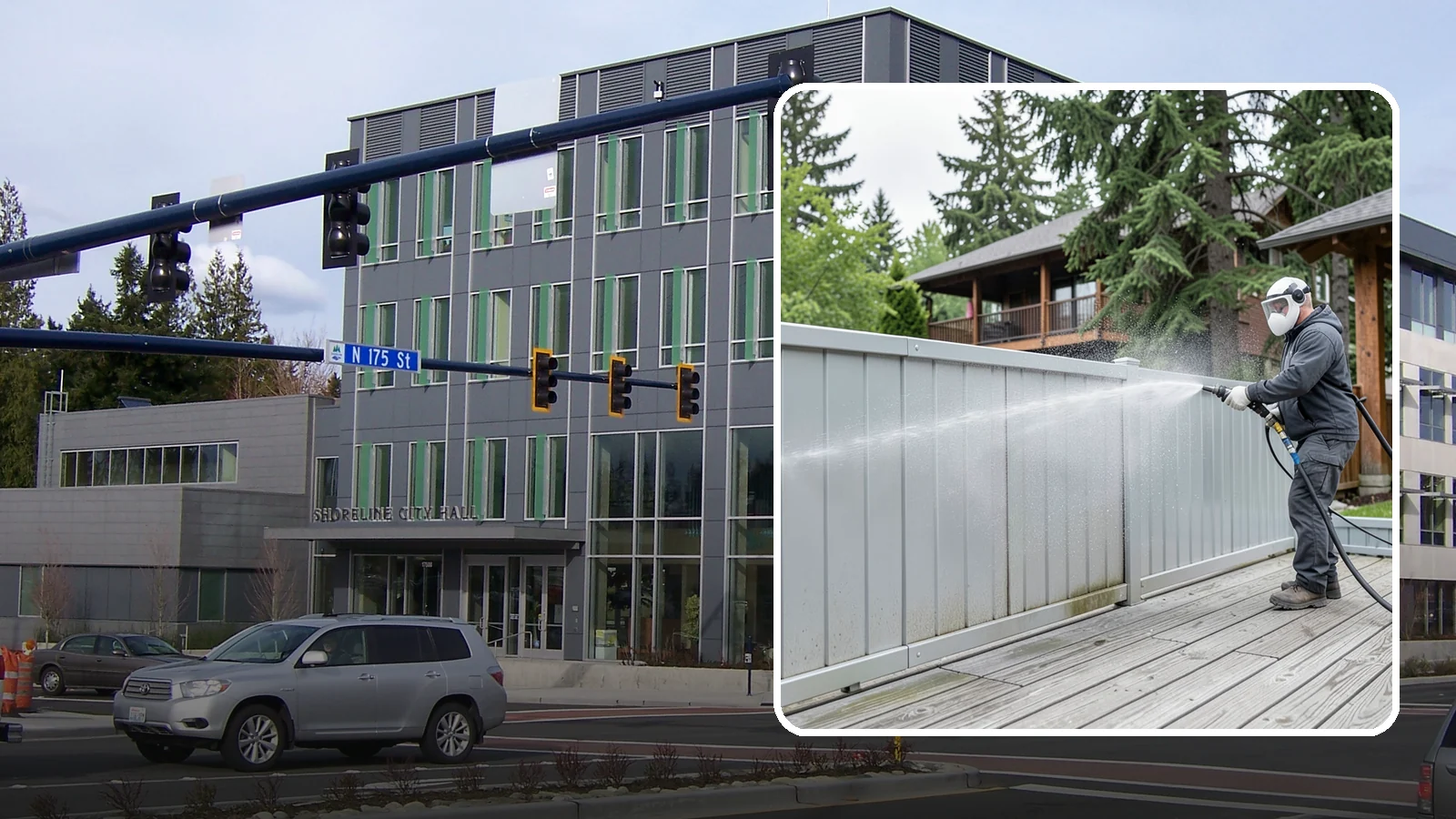 Aluminum Fence Cleaning in Shoreline, King County, WA - Gentle cleaning that lifts oxidation haze and grime from powder-coated aluminum fencing.