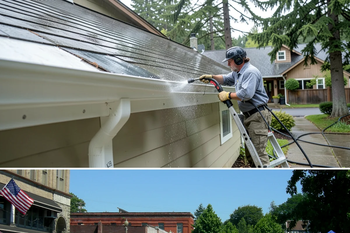 Aluminum Fence Cleaning in Snohomish, Snohomish County, WA - Late spring is a good time to clear off winter oxidation and green film before summer entertaining.