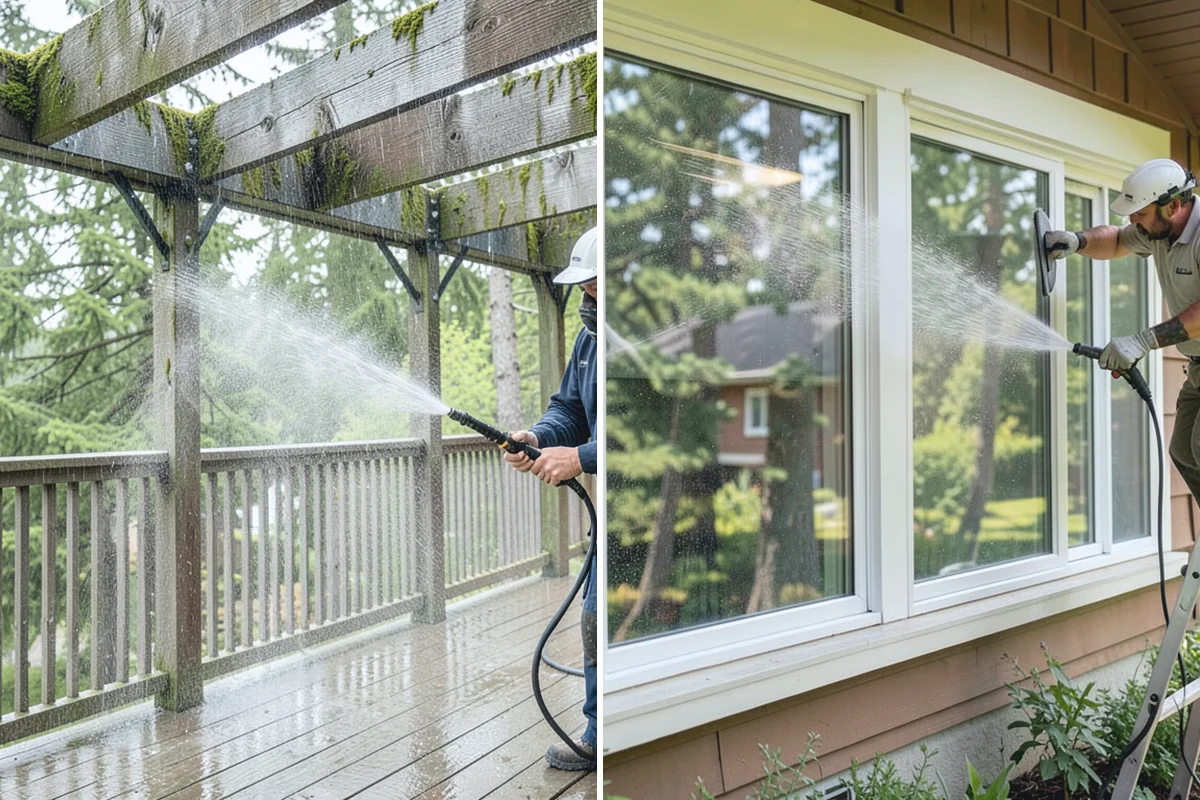 Aluminum Fence Cleaning in South Prairie, Pierce County, WA - Rinse loose dust and debris from the fence