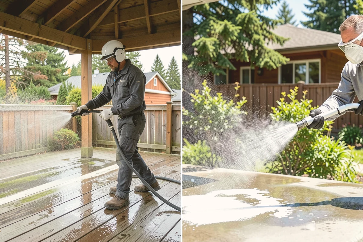 Aluminum Fence Cleaning in Stanwood, Snohomish County, WA - Rinse loose dust and debris from the fence