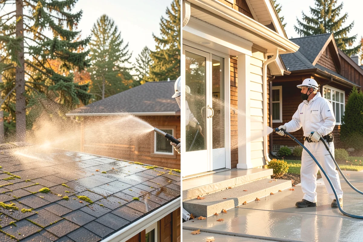 Aluminum Fence Cleaning in Steilacoom, Pierce County, WA - Rinse loose dust and debris from the fence